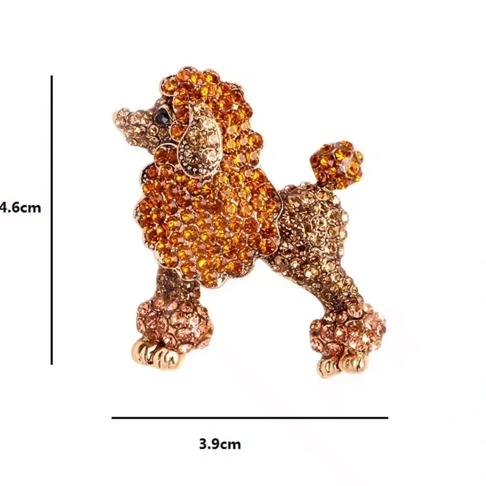 Poodle Amber Crystal Brooch